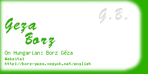 geza borz business card