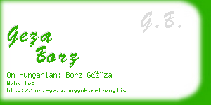 geza borz business card